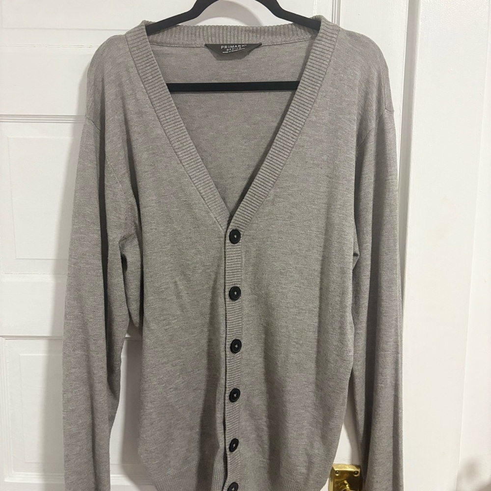 V-neck women’s button up Gray Cardigan Sweater